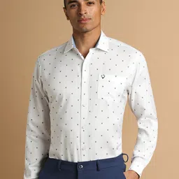 Allen Solly Micro Ditsy Printed Cotton Curved Spread Collar Slim Fit Formal Shirt-image-82