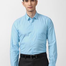 Peter England Men Blue Printed Cotton Formal Shirt-image-43
