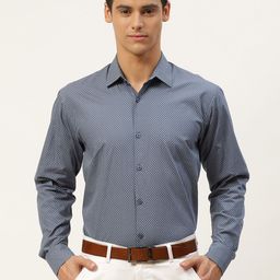 SOJANYA Men Grey & Off-White Classic Printed Formal Shirt-picture-8