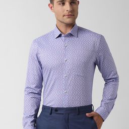 Peter England Men Blue Slim Fit Printed Formal Shirt-image-99