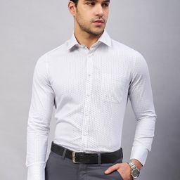 LOUIS STITCH Comfort Micro Ditsy Printed Cotton Formal Shirt-image-78