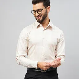 LOUIS STITCH Comfort Regular Fit Checked Spread Collar Cotton Formal Shirt-image-30