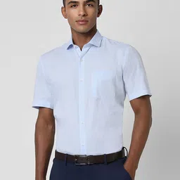 Peter England Short Sleeves Classic Formal Shirt-image-80