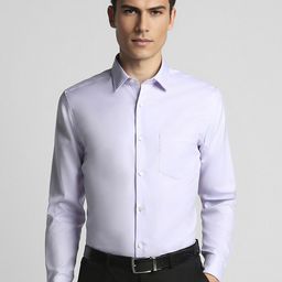 Peter England Elite Slim Fit Spread Collar Pure Cotton Formal Shirt-image-78