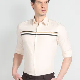 Arrow New York Slim Fit Horizontal Striped Twill Formal Pure Cotton Shirt-picture-37