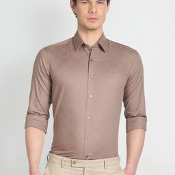 Arrow New York Slim Fit Geometric Printed Formal Pure Cotton Shirt-picture-4