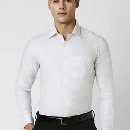 Van Heusen Men Spread Collar Micro Checked Cotton Slim Fit Formal Shirt-image-38