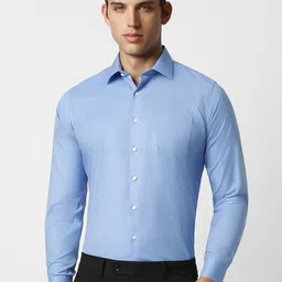 Van Heusen Self Design Textured Slim Fit Cotton Formal Shirt-image-29