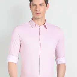 Arrow Slim Fit Micro Ditsy Printed Spread Collar Long Sleeve Pocket Formal Shirt-picture-24