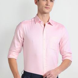 Arrow Spread Collar Slim Fit Opaque Cotton Formal Shirt-image-43