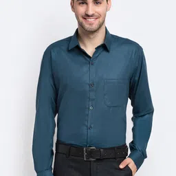 JAINISH Men Teal Blue Smart Opaque Formal Shirt-image-85