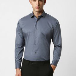 Van Heusen Textured Self Design Pure Cotton Formal Shirt-image-18