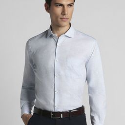 Peter England Elite Windowpane Checked Pure Cotton Formal Shirt-picture-20