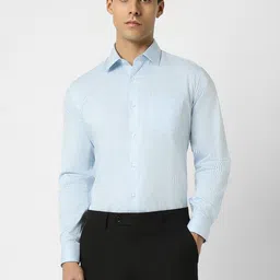 Van Heusen Checked Spread Collar Pure Cotton Formal Shirt-image-22