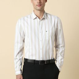Allen Solly Striped Spread Collar Curved Cotton Slim Fit Formal Shirt-image-22