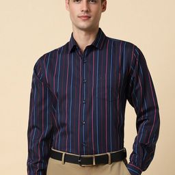 Allen Solly Slim Fit Vertical Striped Spread Collar Cotton Lyocell Formal Shirt-image-23