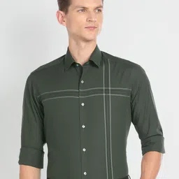 Arrow Slim Fit Vertical Striped Spread Collar Pure Cotton Formal Shirt-picture-19