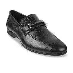 DAVINCHI Men Black Textured Leather Loafers-image-75