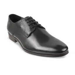DAVINCHI Men Black Solid Leather Formal Derby Shoes-image-78