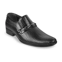 Metro Men Textured Leather Formal Horsebit Loafers-picture-6