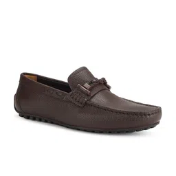 ROSSO BRUNELLO Men Textured Leather Comfort Insole Horsebit Driving Shoes-image-45