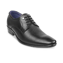 Metro Men Black Solid Leather Formal Derbys-picture-9