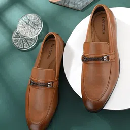 INVICTUS Men Tan Textured Formal Loafers-image-62