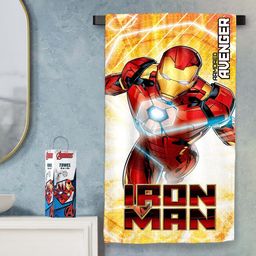 YK Red Ironman Printed 400 GSM Thin Pure Cotton Bath Towel-34