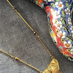 Digital Dress Room Gold-Plated & Black Beaded Long Designs Tanmaniya Vati Mangalsutra-11
