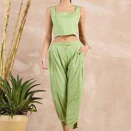 First Resort by Ramola Bachchan Women Ethnic Motifs Printed Smart Tapered Fit Trousers-image-94