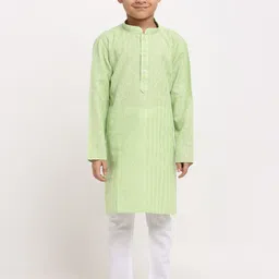KRAFT INDIA Boys Green Regular Pure Cotton Kurta with Pyjamas-picture-14