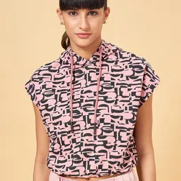 Ajile by Pantaloons Printed Cotton T-shirt With Hood-image-7
