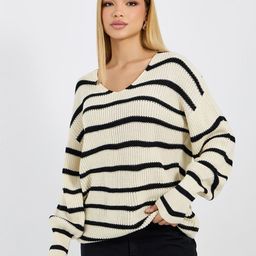 Styli Women Striped Pullover Sweater-image-1
