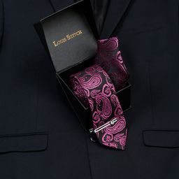 LOUIS STITCH Men Orchid Purple Italian Silk Necktie Accessory Gift Set-image-90