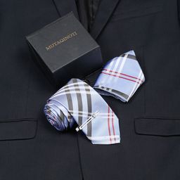 MUTAQINOTI Men Checked Micro Silk  Accessory Gift Set-image-5