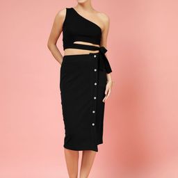 Oomph! One Shoulder Neck Sleeveless Top With Skirt-image-82