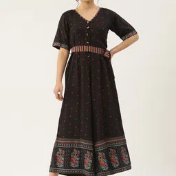 Rustorange Black & Red Printed Basic Jumpsuit-4