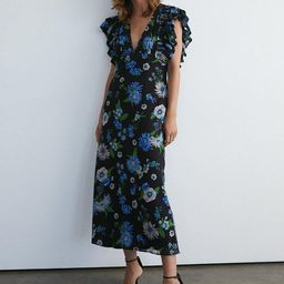 WAREHOUSE Floral Print Ruffled A-Line Maxi Dress-image-17