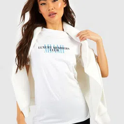 Boohoo Typography Printed Pure Cotton T-shirt-image-68