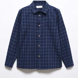 Mango Kids Boys Tartan Checked Pure Cotton Casual Shirt-picture-19