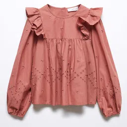 Mango Kids Girls Pure Cotton Ruffled Detail Pure Cotton Schiffli Empire Top-image-55