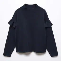 Mango Kids Girls Turtle Neck Pullover with Ruffled Detail-image-22