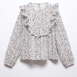 Mango Kids Girls Floral Printed Ruffled & Gathered Detail Top-image-86