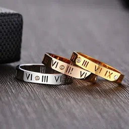 MYKI Set Of 3 Gold PlatedCZ Studded Finger Ring-58