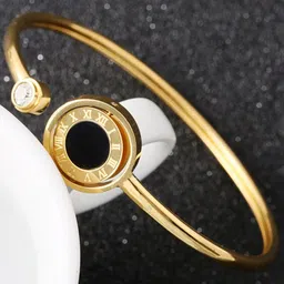 MYKI Cubic Zirconia Gold-Plated Kada Bracelet-image-99