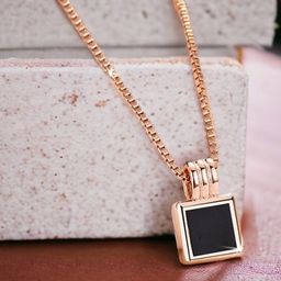 MYKI Rose Gold-Plated Square Pendant With Chain-picture-37