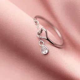 MYKI Silver-Plated CZ-Studded Adjustable Finger Ring-31