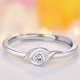 MYKI Silver-Plated CZ-Studded Adjustable Finger Ring-25