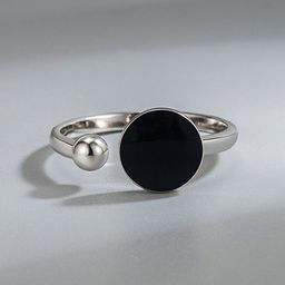 MYKI Silver-Plated CZ-studded Stainless Steel Adjustable Finger Ring-34
