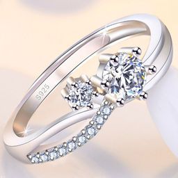 MYKI Silver-Plated CZ-Studded Adjustable Artistic Solitaire Finger Ring-image-83